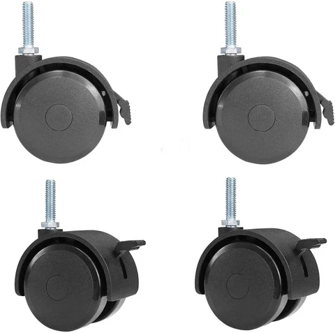 AAGUT 2" Swivel Stem Casters with Locking Brake 1/4" - 20 x 1" Stem, Black Cover