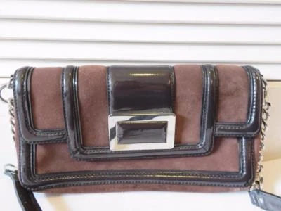 BOLSO DE HOMBRO MUJER BANANA REPUBLIC MARRÓN GAMUZA Y CHAROL Foto 1 de 4
