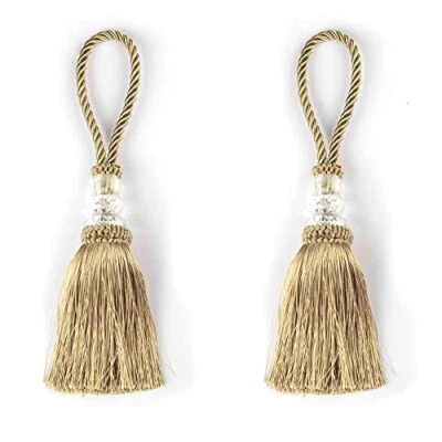 Pack Borla Llave Borla con Lazos, Perilla Puerta Borla Grande Hecho a Mano 2 Dorado Foto 1 de 4