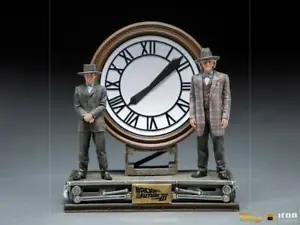 Back to the Future III Deluxe Art Marty And Doc Clock 1/10 Iron Studio Üf - Picture 1 of 7