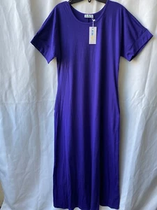 KIDS FORM Short Sleeve Round Neck Long Dress Girl Medium Blue Side Pockets New - Picture 1 of 19