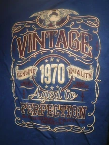 Born 1970 Aged To Perfection 100% Cotton Graphic T-Shirt Men's Size Large - Picture 1 of 6