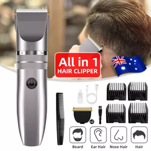 Professional Electric Hair Clippers Men Rechargeable Beard Trimmer Haircut Kit - Picture 1 of 12