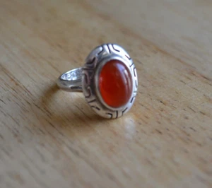 Beautiful Ladies Mexico CII Sterling Silver Carnelian Ring Size 8 Pre Owned - Picture 1 of 4