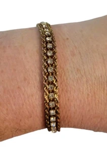 Pulsera de cadena y cristal dorado con cierre desplegable - Imagen 1 de 4