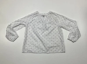 Croft Barrow Womens Size L White Blue Swiss Dots Blouse Long Sleeve  - Picture 1 of 11