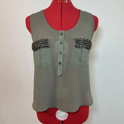 Top verde militar rosa inglesa sin mangas talla pequeña Foto 1 de 4