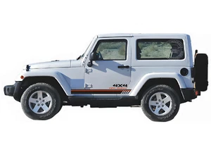 2 PCS Graphics Stripes Car Sticker For Jeep Wrangler 4X4 Off Road Side Decals - Picture 1 of 4