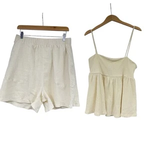 Free People Beach Cream set canottiera e pantaloncini abbinati donna taglia large - Foto 1 di 13