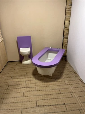 Juego de muebles para casa de muñecas bañera inodoro baño KidKraft - tamaño Barbie Foto 1 de 4