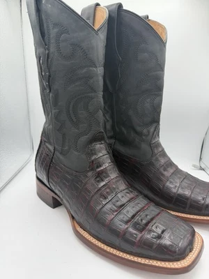 Botas para hombre Exotic Caiman color cereza negro talla 11E Foto 1 de 4