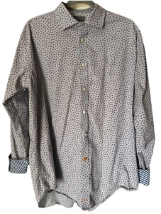 FLIP CUFF Thomas Dean Geometric Mens Shirt Size XL Blue - Picture 1 of 12