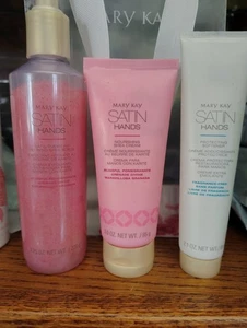 MARY KAY Satin Hands 3 pc set POMEGRANATE FULL SIZE Scrub Softener & Cream NEW - Picture 1 of 1