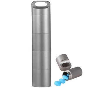 Small Keychain Pill Holder,304 Stainless Steel Portable Pill Case Organizer f... - Picture 1 of 7