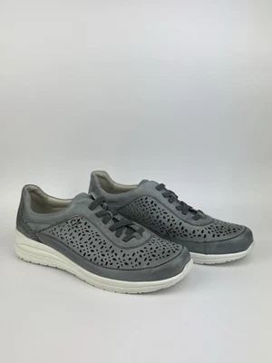 Earth Viva Women's Leather Grey Blue Sneakers Perforated Size 40 - image 1 of 4