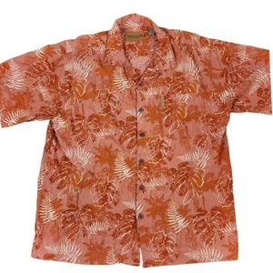 Magellan Sportswear Tropical Hawaiian Shirt Men's L Orange Pink Casual Button Up - Picture 1 of 6