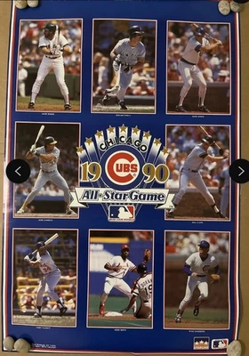 NOS 1990 Starline Cubs All Star Game Poster Boggs Mattingly Puckett Sandberg - Image 1 of 4