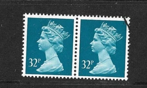 GB  QEII - 1988  - Pair SG X983 - 32p Greenish blue  MACHIN  - CTO & MNH - Picture 1 of 1