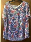Reel legends purple, pink and blue floral short sleeve plus size tshirt 2x