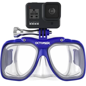 NEU Octomask Standard Tauchmaske GoPro Hero Kamerahalterung blau/klar - Bild 1 von 16