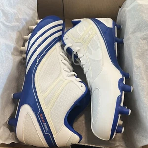 NEW MEN ADIDAS SCORCH THRILL Superfly MID FOOTBALL Cleat White/Royal Sz 12.5 US - Picture 1 of 3