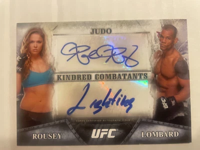 2014 Topps UFC Bloodlines Ronda Rousey/Hector Lombard Dual Autographs #18/25 SSP - Image 1 of 2
