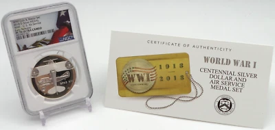 2018 D Silver Medal WWI US Air Service ER PF 70 Ultra Cameo - U187 - Image 1 of 4