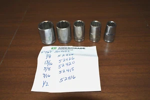 TAT TATOOLS Sockets 1/2" Drive 5 Sockets 7/8, 13/16, 5/8, 9/16, 1/2 - Picture 1 of 4