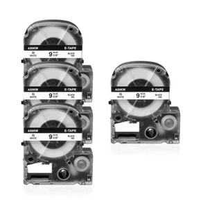 4PK Black on White Compatible with Epson 209BWPX K-Sun KSun 209BW PX Tape 3/8" - Picture 1 of 11