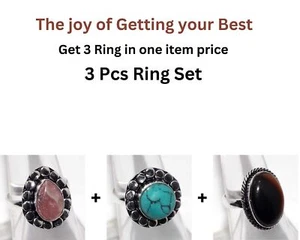 Rhodochrosit Jaspis Onyx 3-teiliges Ring-Set | zeitlich begrenzte Angebote Combo-Set 7 GW - Bild 1 von 6