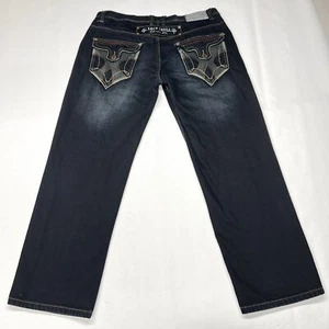 Imperious Delf Jeans Mens 38X32 Black Denim Lost Souls Pocket Y2K Grunge Baggy - Picture 1 of 24