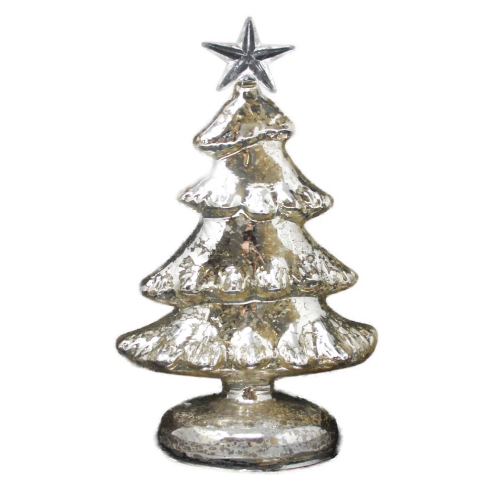 LED Decorazione Natalizia Albero di Natale di Vetro con Stella Argento 25cm - Immagine 1 di 1
