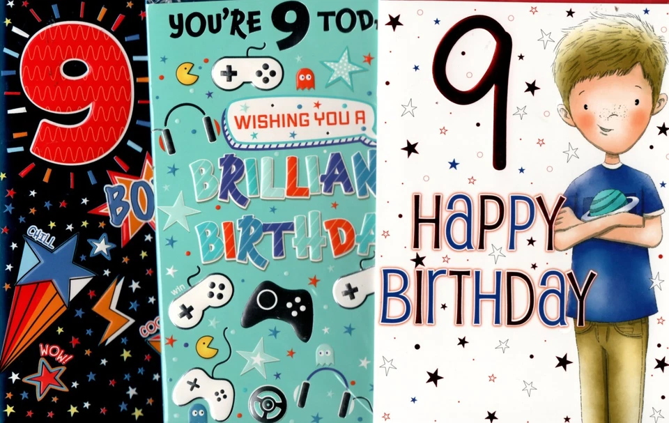 POPPY HILL Boys 9th Birthday Card Choice For Boys Lovely Verses 7"x5"