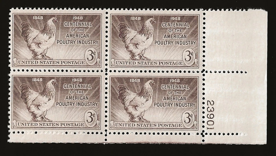 1948 block of 4 new 3 cent -Centennial of Poultry Industry - Image 1 of 1