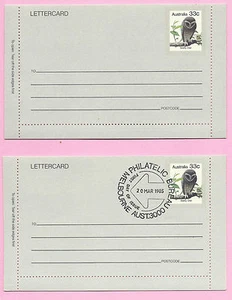 AUSTRALIA 1985 FDC y como nueva - tarjeta de carta - 33c. Búho hollín - H/s Melbourne - Imagen 1 de 2