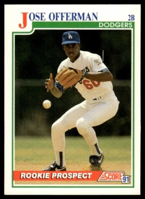 1991 Score Rookie Prospect #343 Jose Offerman Los Angeles Dodgers - Image 1 of 2