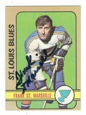 AUTOGRAPHED FRANK ST. MARSEILLES St. Louis Blues 1972-73 Topps card #71 w/COA