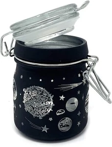 Airtight Glass Storage Jar: Black Frosted Galaxy - MEDIUM - Picture 1 of 3