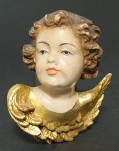 Old Carved Wooden Angel Wooden Figure Angel Wood Figure Putto Putti Wandbüste - Picture 1 of 8