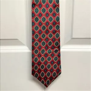 Vintage Oscar de la Renta Multi Color Geometric Print Silk Mens Neck Tie - Picture 1 of 5