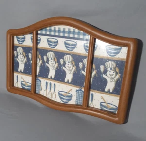 Vintage Pillsbury Doughboy Framed Glass Kitchen Towel 16" x 10 1/2". - Picture 1 of 6