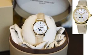 Frederique Constant Ø30 LADIES mother-of-pearl Slim Line Gold-tone FC-206MPWD1S5 - Picture 1 of 10