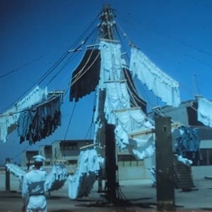 Red Border Kodachrome 35mm Slide US Navy Sailors Laundry Clothes - Picture 1 of 6