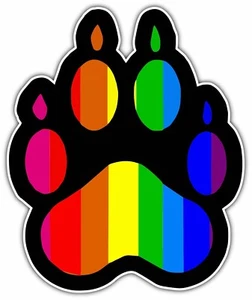 Gay Pride Rainbow Paw LGBT Bear Dog Pet Car Bumper Vinyl Sticker Decal 4"X5" - Picture 1 of 1
