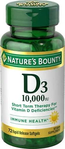 Nature's Bounty Vitamin D3, Immune Health, 250 mcg, Softgels, 72 Ct - Picture 1 of 6