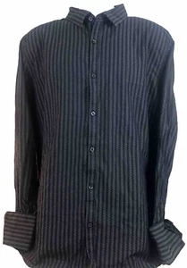 Structure Shirt Mens XL Black Gray Striped Long Sleeve Button Down Casual Cotton - Picture 1 of 5