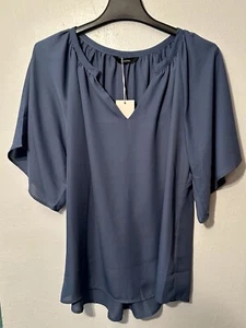 NWT Dokotoo Women’s Blouse Flutter Sleeve Light Blue Size Large Chiffon V-Neck - Picture 1 of 7