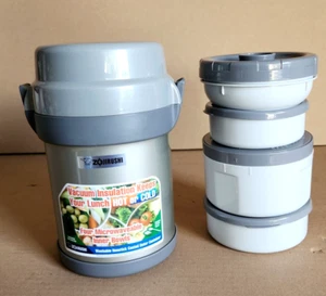 Zojirushi Stainless Bento Lunch Jar 4 Containers Insulated Nonstick SLJAE14SA - Picture 1 of 14