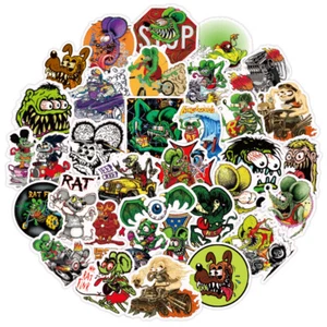 50pcs/bag Rat Fink Hot Rod Sticker Lot Vinyl Skateboard DIY Decor - Picture 1 of 4