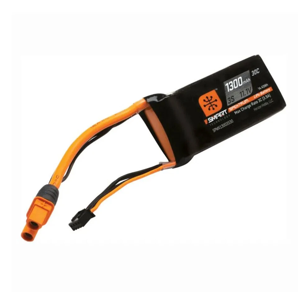 SPEKTRUM 11.1V 3S 30C 1300MAH  SMART LIPO WITH IC3, SPMX13003S30M, HC_OZ - Image 1 of 1